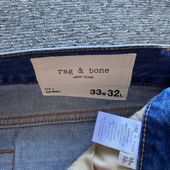 Men’s Rag and Bone FIT 1 Jeans in Indigo Wash size 33/32 - Picture 2 of 6